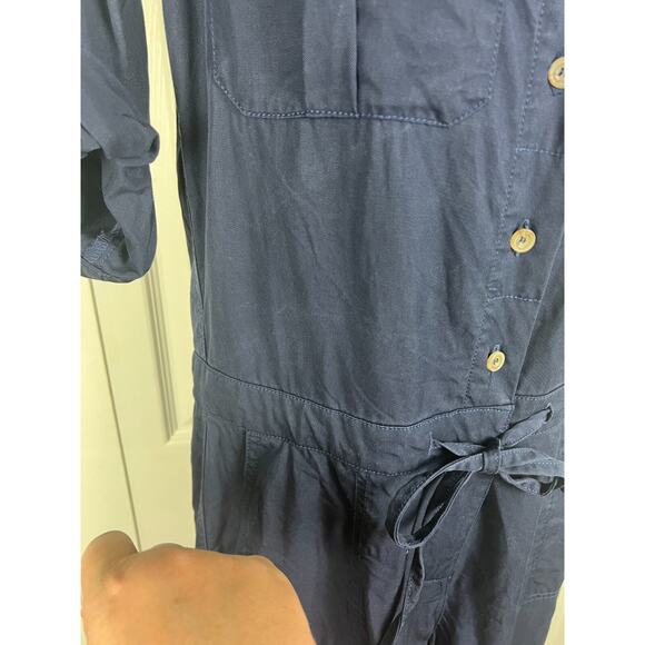 Max Studio Specialty Products XS Tencil Minimalist Short Sleeve Blue Jumpsuit - Picture 7 of 8